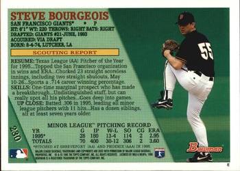 1996 Bowman #230 Steve Bourgeois Back