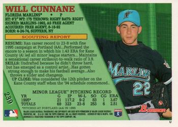 1996 Bowman #239 Will Cunnane Back