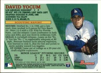 1996 Bowman #269 David Yocum Back