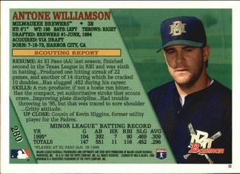 1996 Bowman #280 Antone Williamson Back