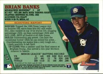 1996 Bowman #287 Brian Banks Back
