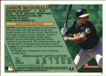 1996 Bowman #288 Jason McDonald Back