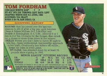 1996 Bowman #292 Tom Fordham Back