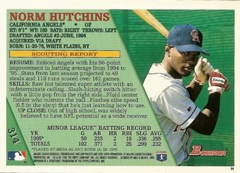 1996 Bowman #314 Norm Hutchins Back