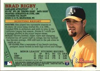 1996 Bowman #321 Brad Rigby Back