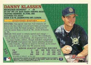 1996 Bowman #328 Danny Klassen Back