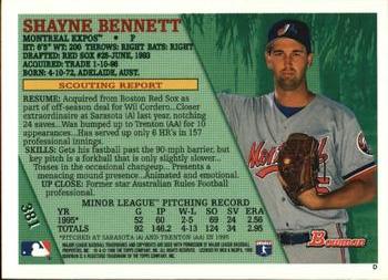 1996 Bowman #381 Shayne Bennett Back