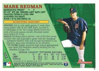 1996 Bowman #382 Mark Redman Back
