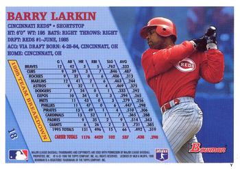 1996 Bowman #18 Barry Larkin Back