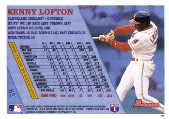 1996 Bowman #55 Kenny Lofton Back