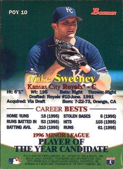 1996 Bowman - Minor League Player of the Year Candidates #POY 10 Mike Sweeney Back