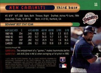 1996 Bowman's Best #11 Ken Caminiti Back