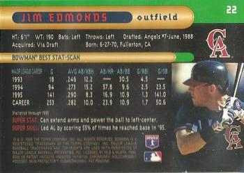 1996 Bowman's Best #22 Jim Edmonds Back