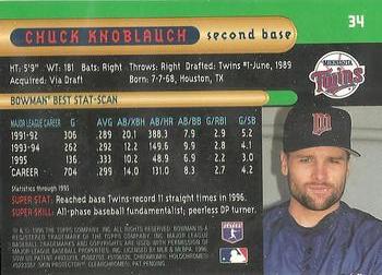 1996 Bowman's Best #34 Chuck Knoblauch Back