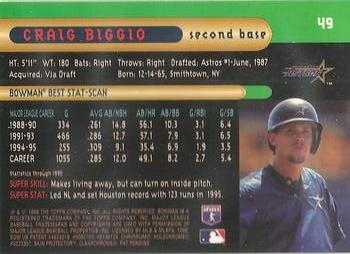 1996 Bowman's Best #49 Craig Biggio Back