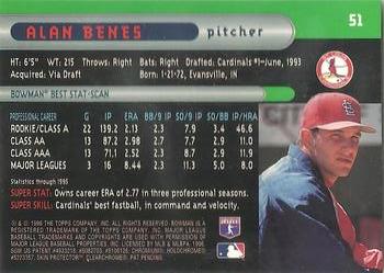 1996 Bowman's Best #51 Alan Benes Back