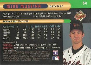 1996 Bowman's Best #54 Mike Mussina Back