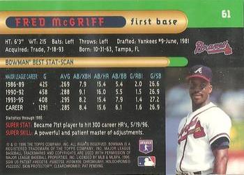 1996 Bowman's Best #61 Fred McGriff Back
