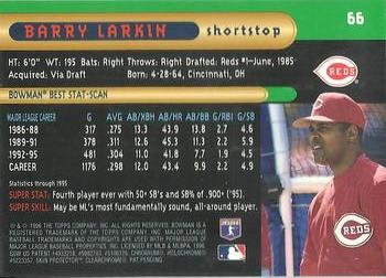 1996 Bowman's Best #66 Barry Larkin Back