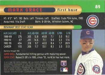 1996 Bowman's Best #89 Mark Grace Back