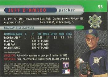 1996 Bowman's Best #95 Jeff D'Amico Back
