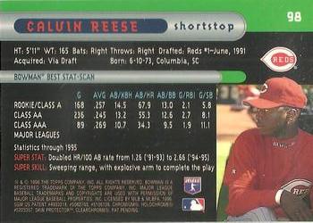 1996 Bowman's Best #98 Calvin Reese Back