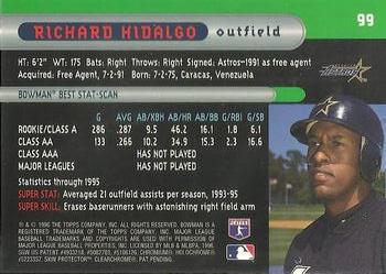 1996 Bowman's Best #99 Richard Hidalgo Back