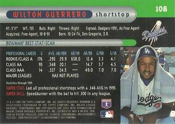1996 Bowman's Best #108 Wilton Guerrero Back