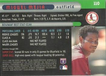 1996 Bowman's Best #110 Miguel Mejia Back