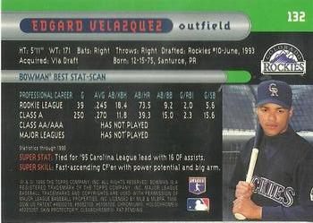 1996 Bowman's Best #132 Edgard Velazquez Back
