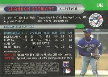 1996 Bowman's Best #142 Shannon Stewart Back