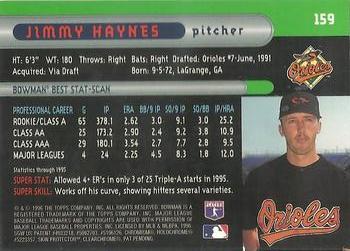 1996 Bowman's Best #159 Jimmy Haynes Back