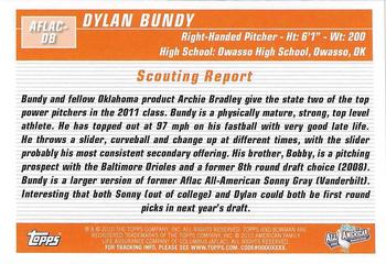 2011 Bowman Draft Picks & Prospects - AFLAC All-American Classic Autographs #AFLAC-DB Dylan Bundy Back