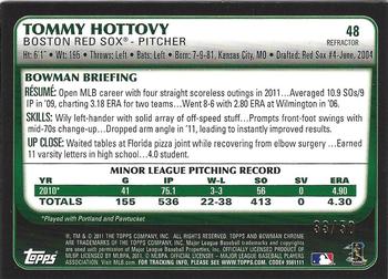 2011 Bowman Draft Picks & Prospects - Chrome Gold Refractors #48 Tommy Hottovy Back