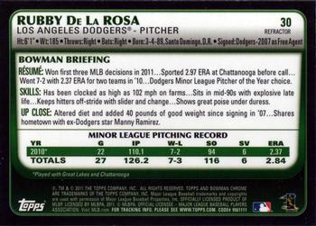 2011 Bowman Draft Picks & Prospects - Chrome Purple Refractors #30 Rubby De La Rosa Back
