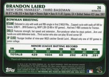 2011 Bowman Draft Picks & Prospects - Chrome Refractors #26 Brandon Laird Back
