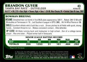 2011 Bowman Draft Picks & Prospects - Chrome Refractors #43 Brandon Guyer Back