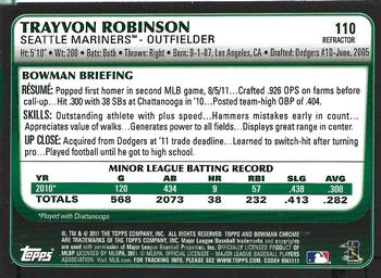 2011 Bowman Draft Picks & Prospects - Chrome Refractors #110 Trayvon Robinson Back