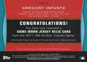 2011 Bowman Draft Picks & Prospects - Futures Game Relics #FGR-GI Gregory Infante Back