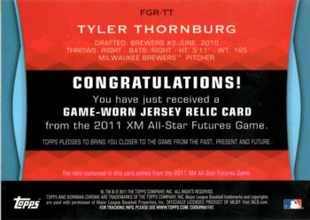 2011 Bowman Draft Picks & Prospects - Futures Game Relics #FGR-TT Tyler Thornburg Back