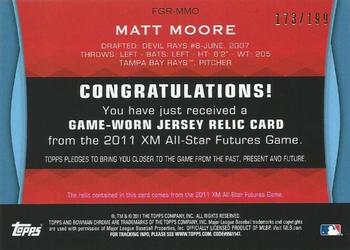 2011 Bowman Draft Picks & Prospects - Futures Game Relics Blue #FGR-MMO Matt Moore Back