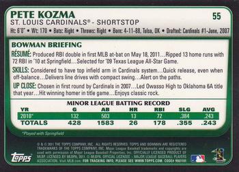 2011 Bowman Draft Picks & Prospects - Gold #55 Pete Kozma Back