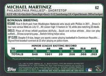 2011 Bowman Draft Picks & Prospects - Gold #62 Michael Martinez Back