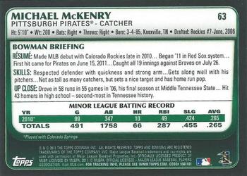 2011 Bowman Draft Picks & Prospects - Gold #63 Michael McKenry Back