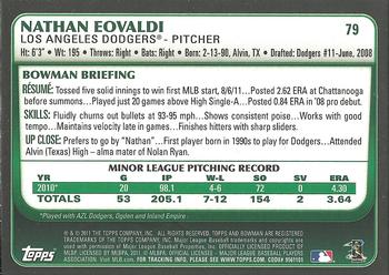 2011 Bowman Draft Picks & Prospects - Gold #79 Nathan Eovaldi Back