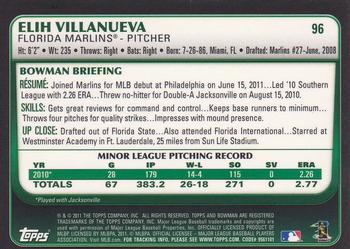 2011 Bowman Draft Picks & Prospects - Gold #96 Elih Villanueva Back