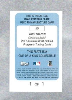 2011 Bowman Draft Picks & Prospects - Printing Plates Cyan #35 Todd Frazier Back