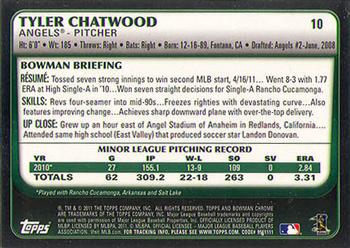 2011 Bowman Draft Picks & Prospects - Chrome #10 Tyler Chatwood Back