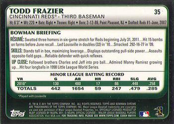 2011 Bowman Draft Picks & Prospects - Chrome #35 Todd Frazier Back
