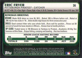 2011 Bowman Draft Picks & Prospects - Chrome #36 Eric Fryer Back